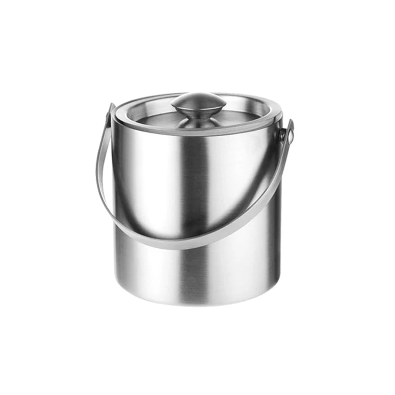 304 3L Stainless Steel Ice Bucket Portable Double Wall Insulated with Lid Hotel Wine Champagne Beverage Beer Tools