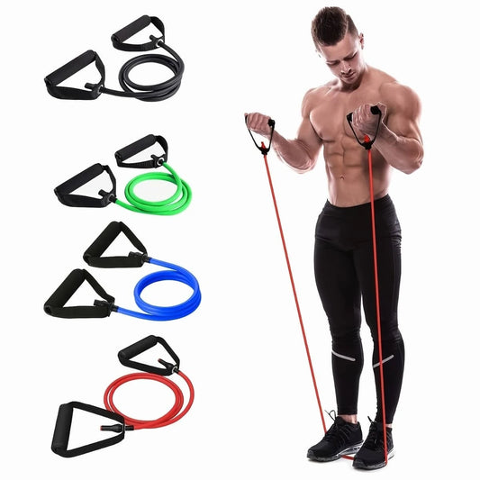 1pc 5 Levels Resistance Bands (suitable Beginner) With Handles Yoga Pull Rope Elastic Fitness Exercise Tube Band For Home Workou