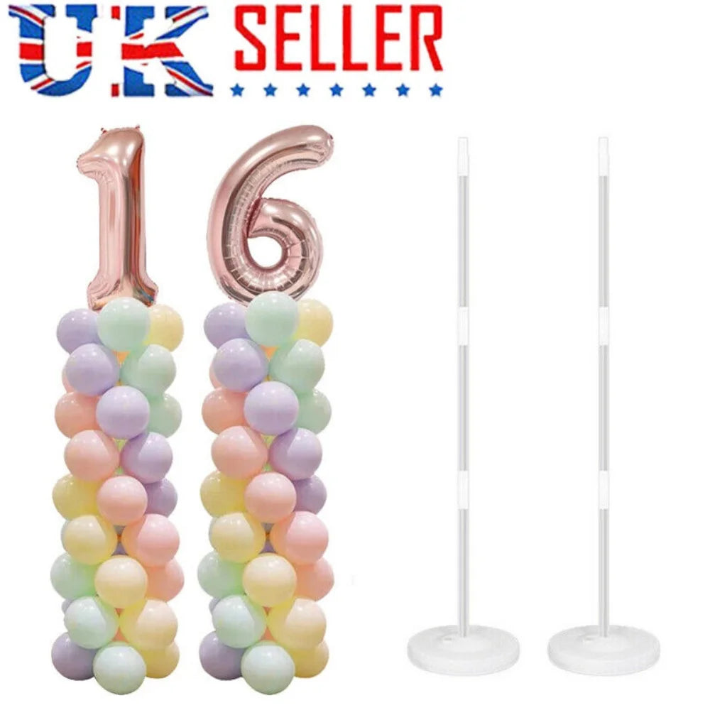 2 Set Balloon Arch Set Column Stand Base Frame Kit Wedding Birthday Party Decor~