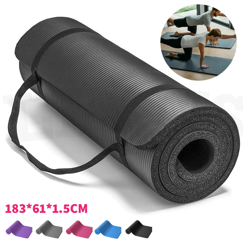 Yoga Mat Pilates Fitness Mat NBR Non Slip Yoga Cushion Travel Fitness Exercise Pad for Women Home Gym Floor Workout Gym Exercise