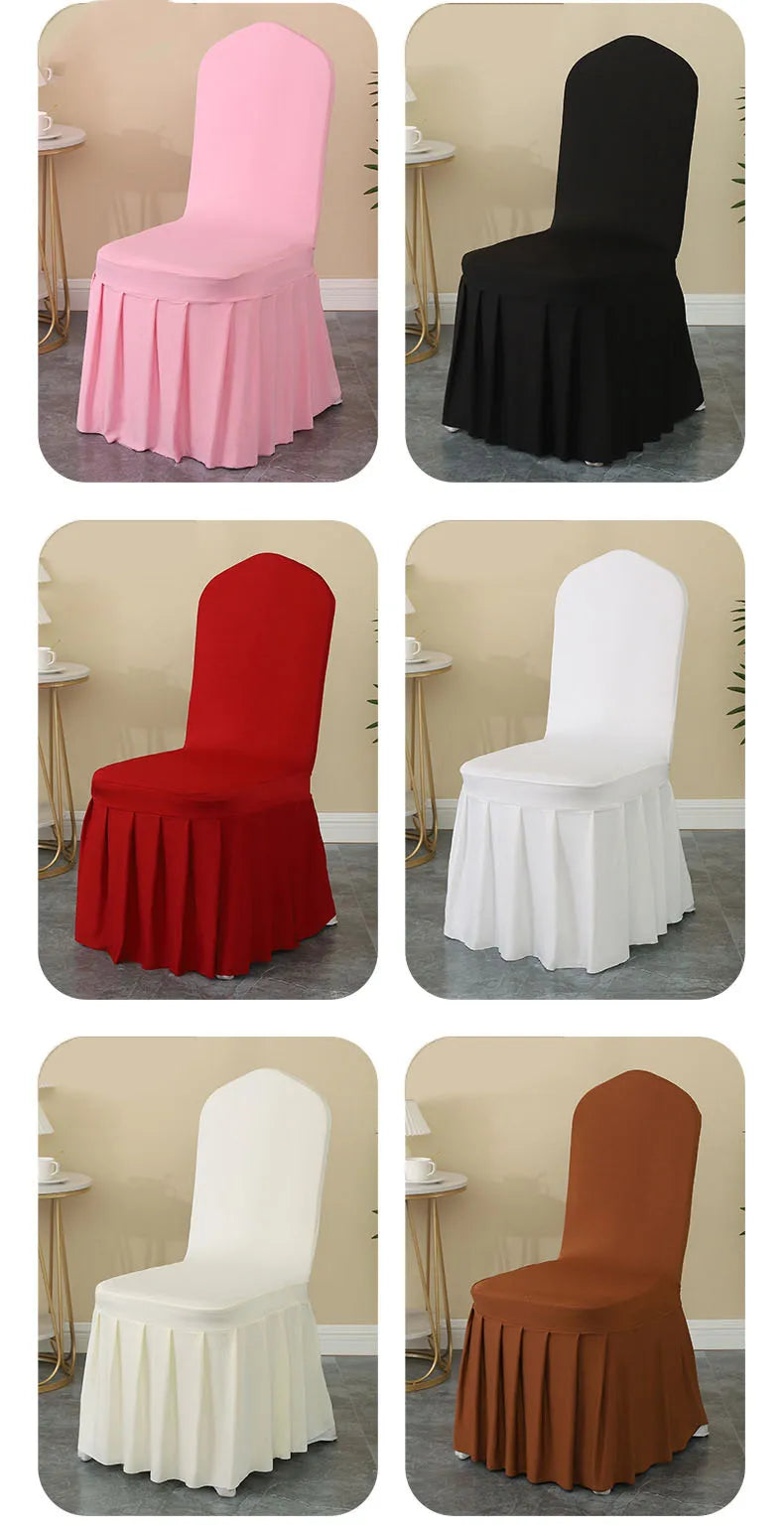 5/10/50/100pcs Pleated skirt Spandex Chair Cover Hotel Banquet Party Events Wedding Decoration Dining Room Seat Protector Covers