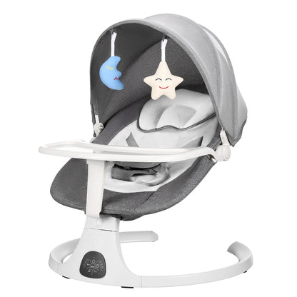 Baby Electric swing cradle children's intelligent toy bed newborn coaxing portable controller rocking chair gray Linen Fabrics