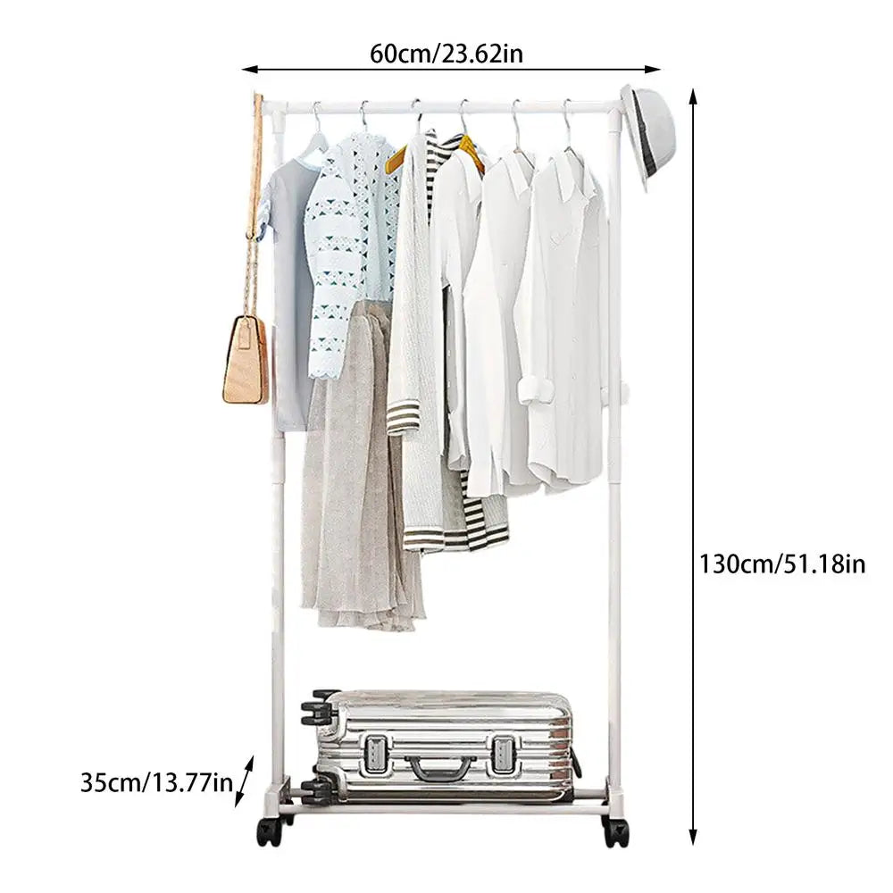 Rolling Garment Rack Metal Clothes Rack On Wheels Closet Organizers And Storage Multi-Functional Wardrobe Space Saver For