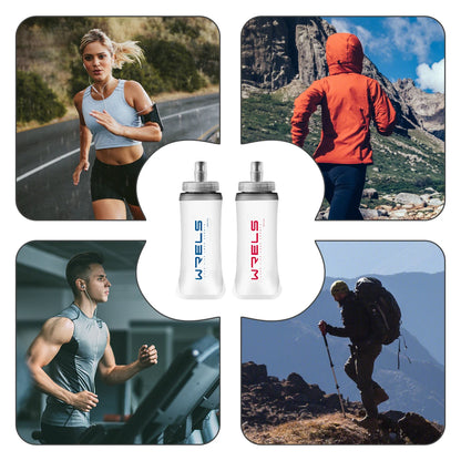 WRELS Water Bottle Folding Soft Flask Sport Water Bottle Water Bag Collapsible Running Camping Hiking Portable Light BPA Free