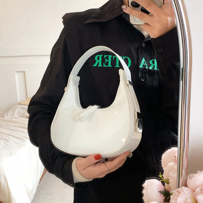 Retro Red Bag for Women Girls Half Moon Bag Small Hobo Shoulder Bags PU Leather Mini Tote Handbag Luxury Ladies Clutch Purses