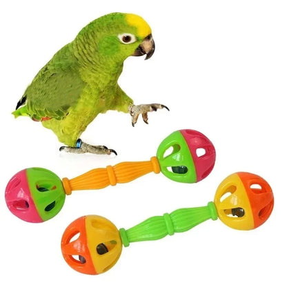 1PC Parrot Toy Creative Rattle Bite Resistant Bird Toys Double-head Bell Ball Toy Large Parrot Training Tool Jaulas Para Pájaros