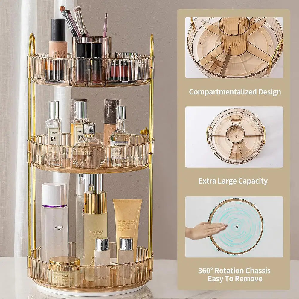 360° Rotating Cosmetics Storage Rack High Beauty Bedroom Toilet Cosmetics Brush Integrated Storage Shelf Acrylic Dressing Table