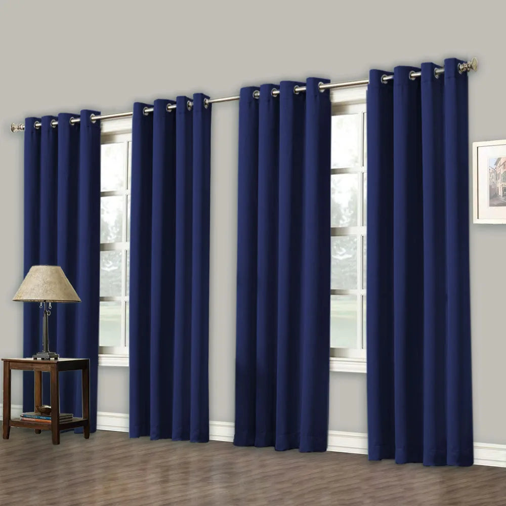 4 Panels Set Grommet Blackout Curtains for Bedroom and Living Room - Thermal Insulated Room Darkening Curtains