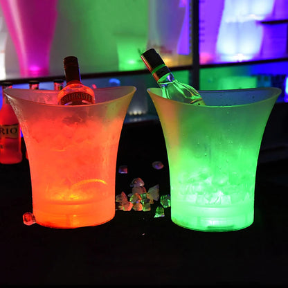 5L 6 Color LED Ice Bucket Waterproof Plastic Light Up Champagne Beer Buckets For Bars Nightclubs Night Party