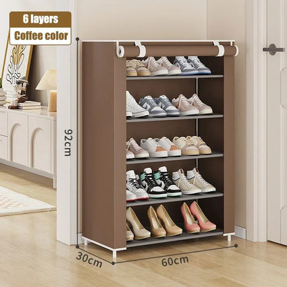 Shoe Cabinet Dustproof Fabric Multifunctional Storage Shoe Rack Moisture-proof Elevated Design Large Capacity Shoe Rack Cabinet