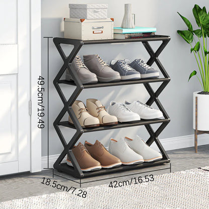 1pc Multi-Layer Shoe Shelf 4 Layers Simple Dust-proof Storage Shoe Cabinet Multi-layer Assembly Door Dormitory Organizer Rack