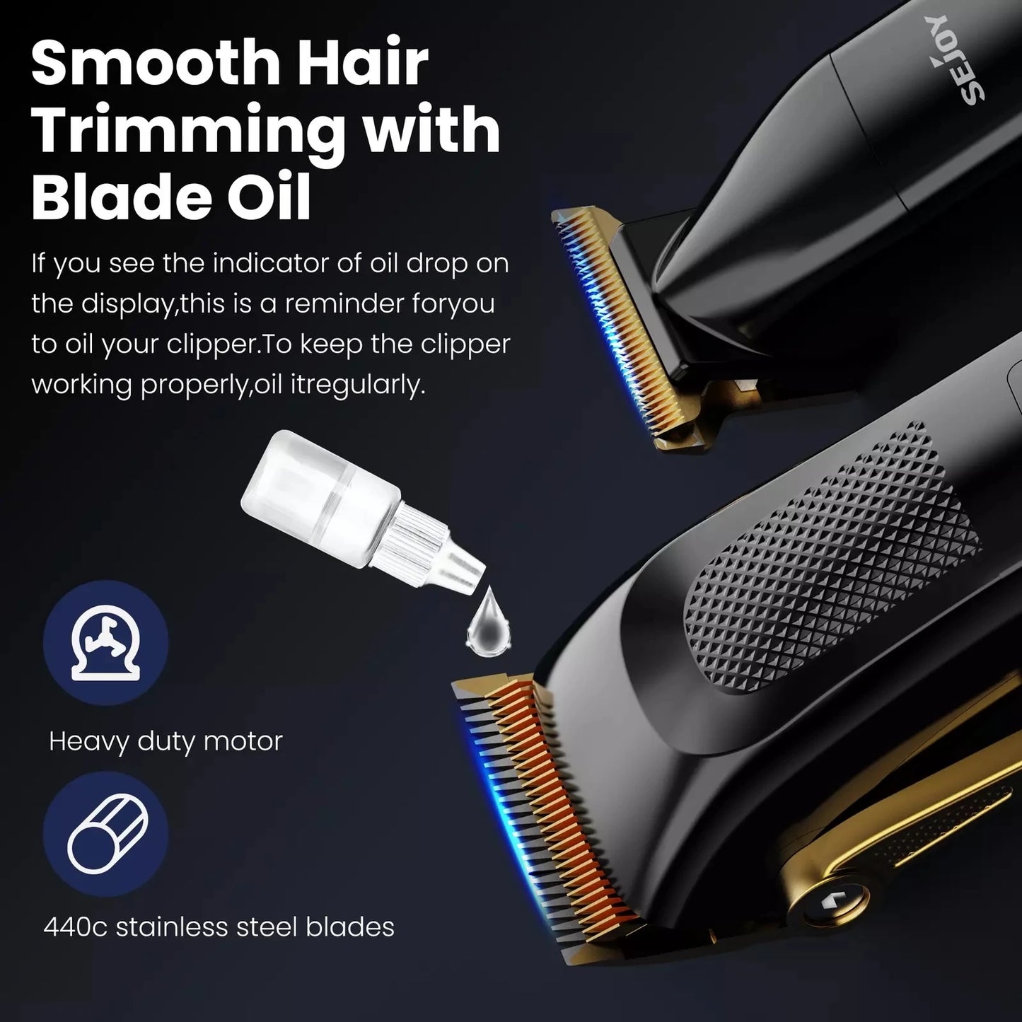 Sejoy Hair Clippers Kit With T-Blade Professional Hair Trimmer LED Display USB Fast Charging Barber Accessories