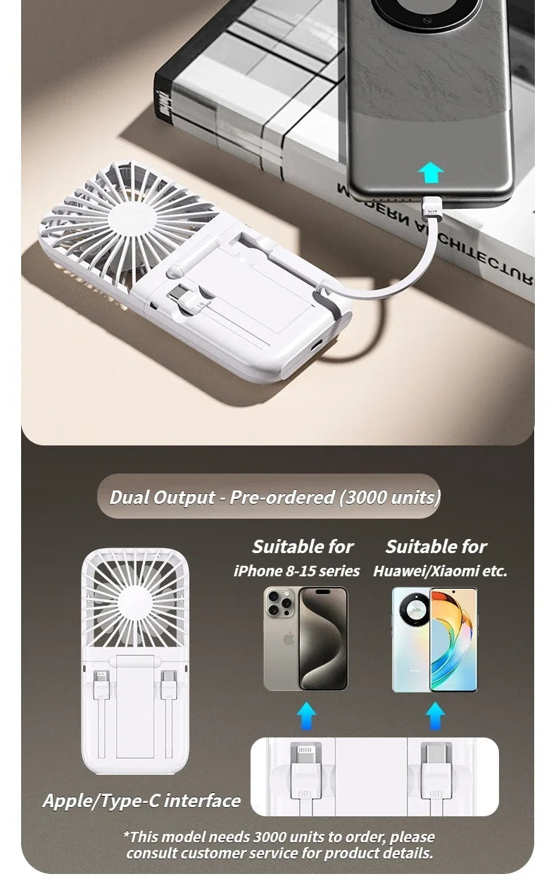 New usb charging small fan folding neck portable small electric fan desktop fan outdoor charging treasure handheld fan