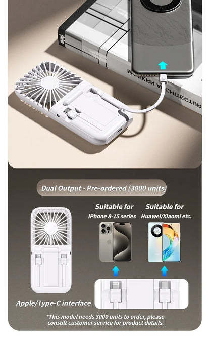 New usb charging small fan folding neck portable small electric fan desktop fan outdoor charging treasure handheld fan