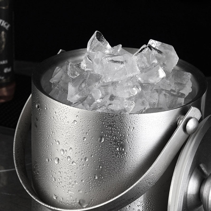 304 3L Stainless Steel Ice Bucket Portable Double Wall Insulated with Lid Hotel Wine Champagne Beverage Beer Tools