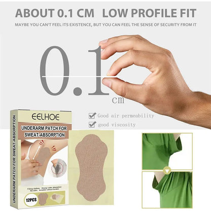 12PCS Beauty & Health Non-ieakage Perspiration Armpits Sweat Sticker Anti Sweat Pads Underarm Absorb Patch Deodorants