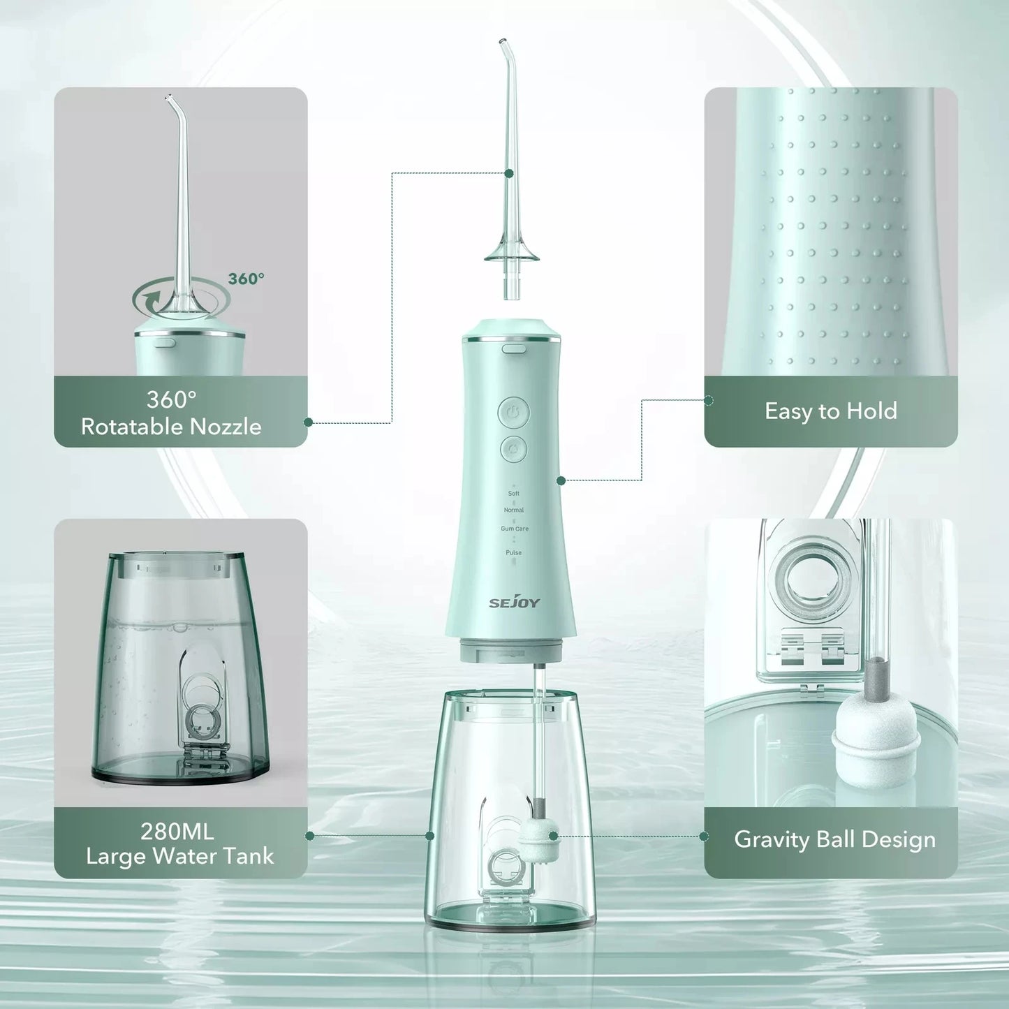 Sejoy Oral Irrigator Dental Water Pick Magnetic Charging Water Flosser High Pressure Dental Irrigator