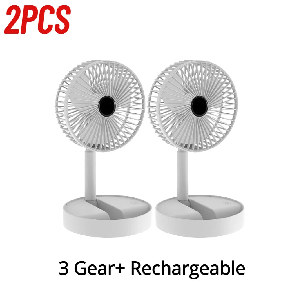 1-3PCS USB Foldable Fan Adjustable Height Desk Fan Portable Telescopic Floor Stand Fan 2000mAh 3 Speeds Summer Air Circulators