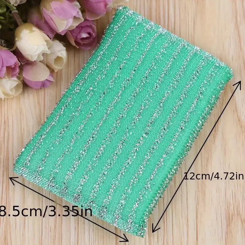 10/50pcs Steel Wire Sponge Wipe Non-stick Oil Brush Double Sided Cleaning Cloth Kitchen Dishcloth Scouring Pad Rag Cleaning Tool