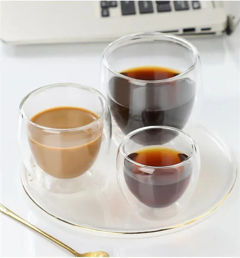 5 Sizes Double Wall Insulated Glass Cup Clear Espresso Coffee Mugs Handmade Beer Mug Tea Milk glass Whiskey Glass Cups Drinkware