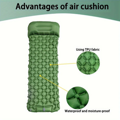 Outdoor Camping Inflatable Mattress Sleeping Pad With Pillows Ultralight Air Mat Built In Inflator Pump Hiking