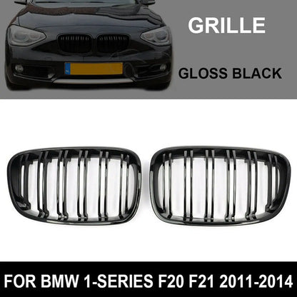 Front Kidney Grill Grille Double Slat Gloss Black For BMW F20 F21 2011-2014