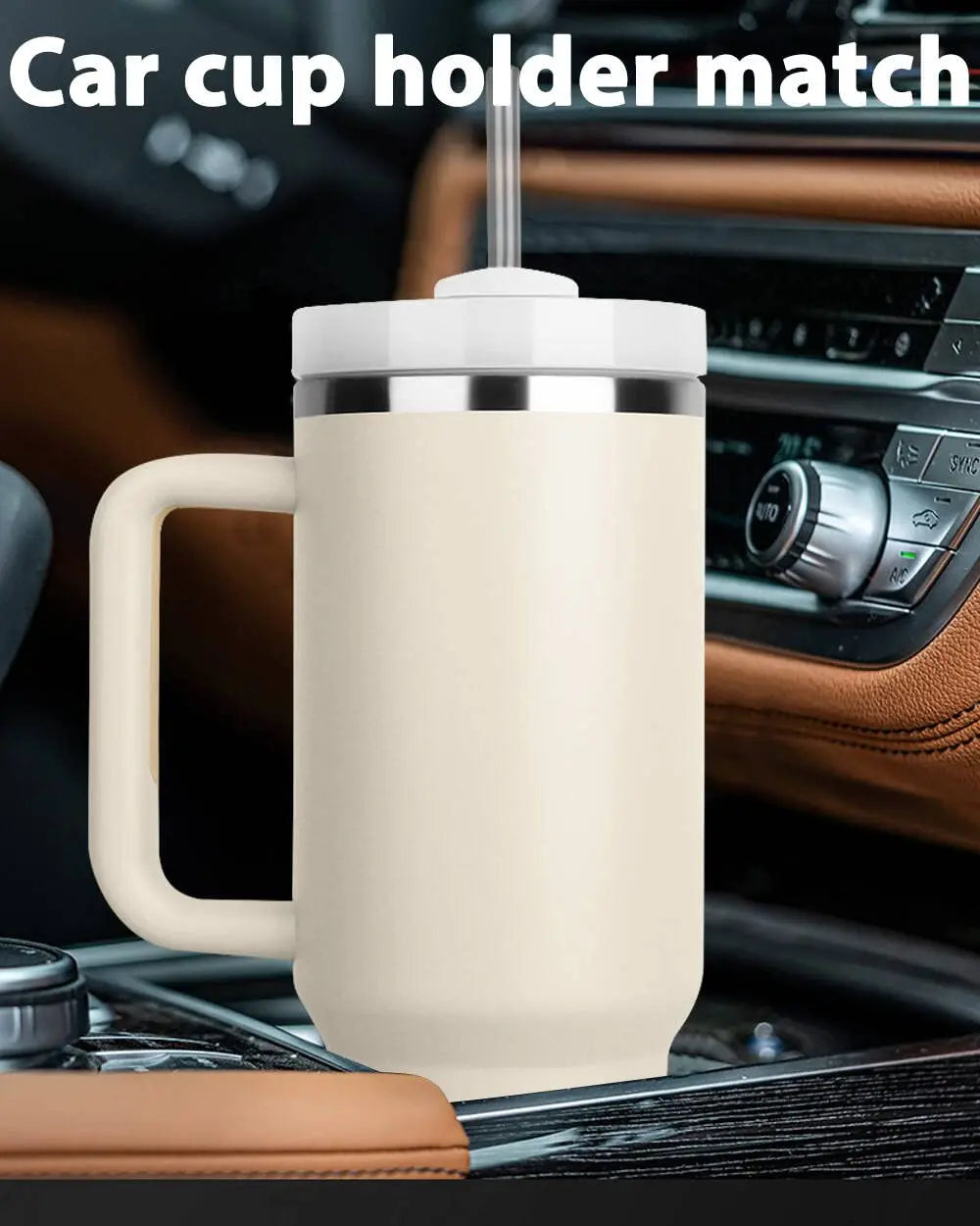 Personalized 40 oz Tumbler with Handle Lid Straw 40oz Stainless Steel Water Bottle Vacuum Thermos Cup Travel Car Coffee Mug