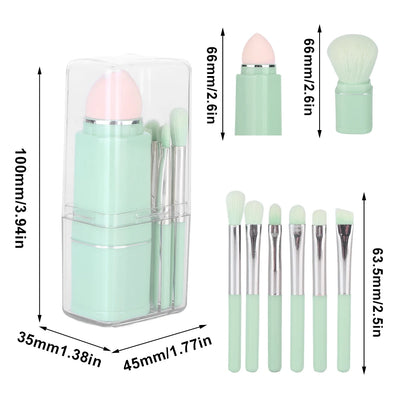 8Pcs Travel Makeup Brushes Set Powder Blush Concealer Brush Portable Nose Contour Brush Soft Bristles with Case for Women Makeup