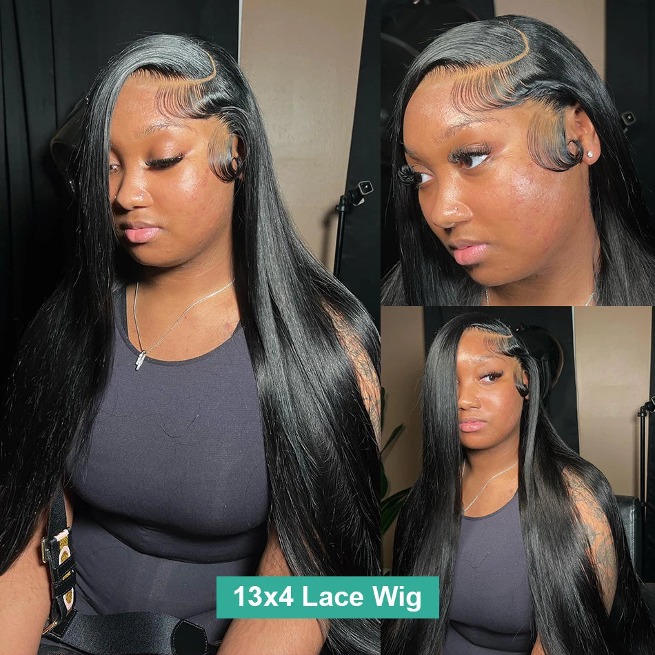 30 32Inch 180 Density Straight 13x4 Lace Front Wigs Human Hair 13x6 Transparent Lace Frontal Wigs Human Hair Pre Plucked Wigs