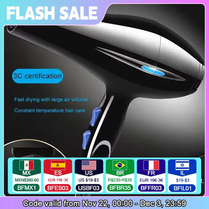 Negative Ion Hair Dryer Constant Temperature Hair Care without Hurting Hair Light and Portable Essential for Home and Travel