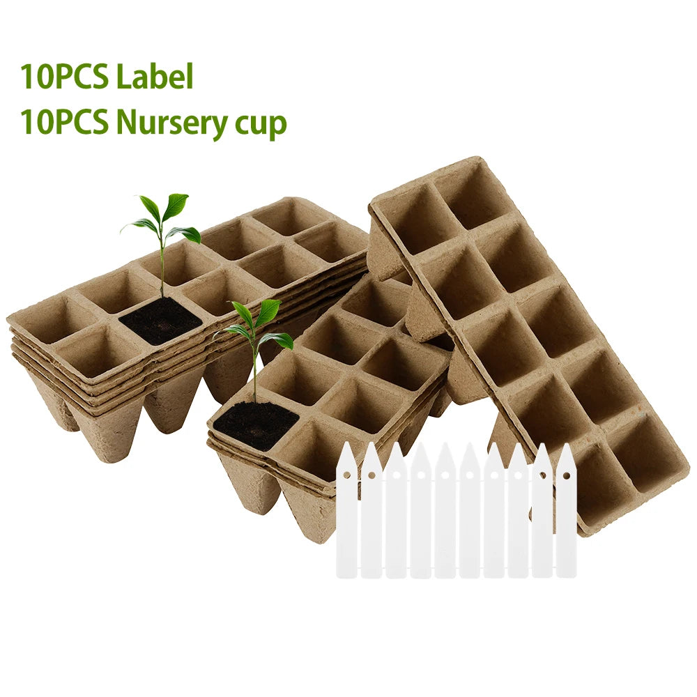 10/20Pcs Seed Starter Tray 10 Cells Biodegradable Pots Seedling Germination Trays Plant Starter Trays for Garden Balcony Plants