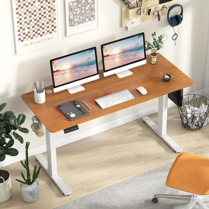 GOFLAME Electric Standing Desk, Sit Stand Home Office Desk with 3 Memory Height Settings, Height Adjustable Computer Desk