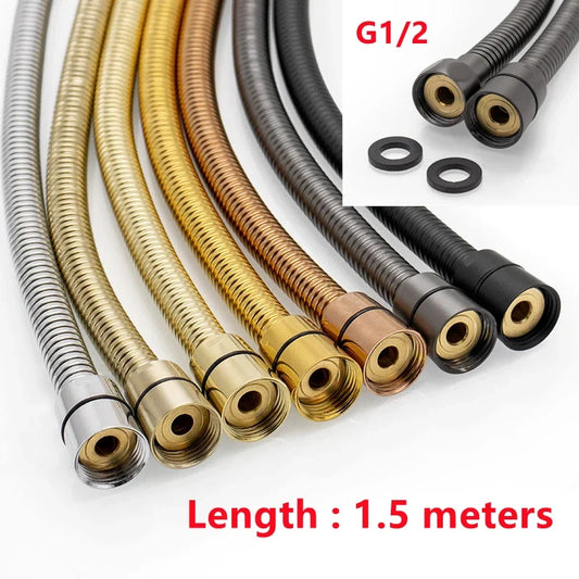 1.5 Meter Stainless Steel Shower Hose Long Bathroom Shower Water Hose Plumbing Pipe Shower Head Tube Bathroom Accessories