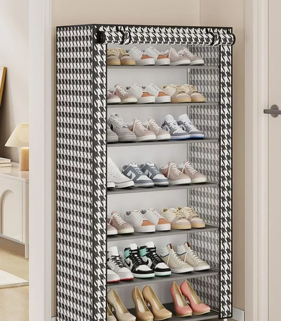 Shoe Cabinet Dustproof Fabric Multifunctional Storage Shoe Rack Moisture-proof Elevated Design Large Capacity Shoe Rack Cabinet