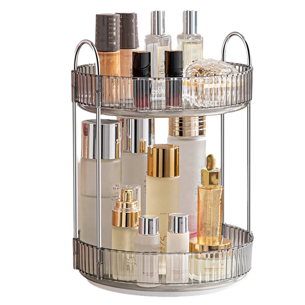 360 Degree Rotation Make Up Organizer Box Transparent Fashion Cosmetic Organizer Multi-Function Detachable Dressing Table