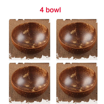 Trend Natural Coconut Bowl Set Spoon Fruit Salad Noodle Rice Bowl Wooden Creative Coconut Shell Smoothie Bowl Tableware Kitchen