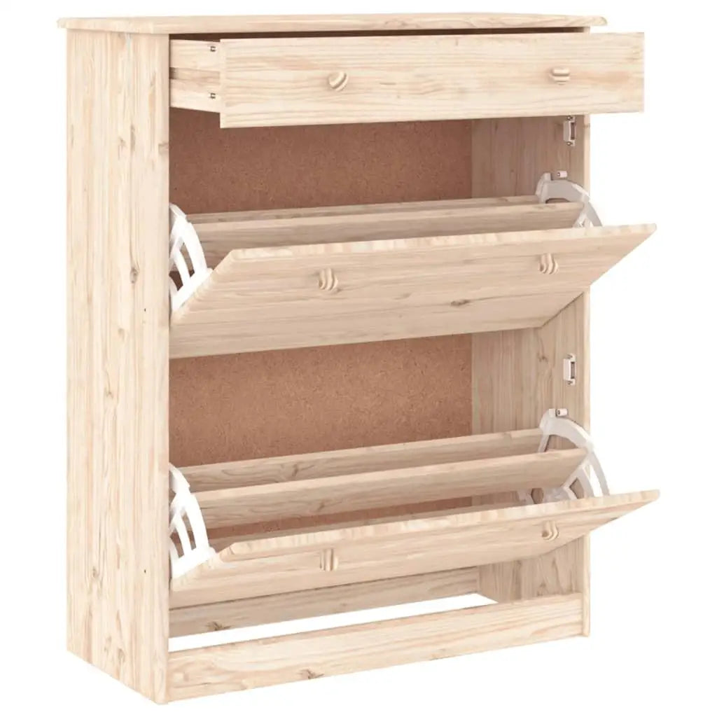 Shoe Cabinet ALTA - Solid Pine Wood Storage Organizer, 77x35x96 cm, Stylish Home Entryway Furniture