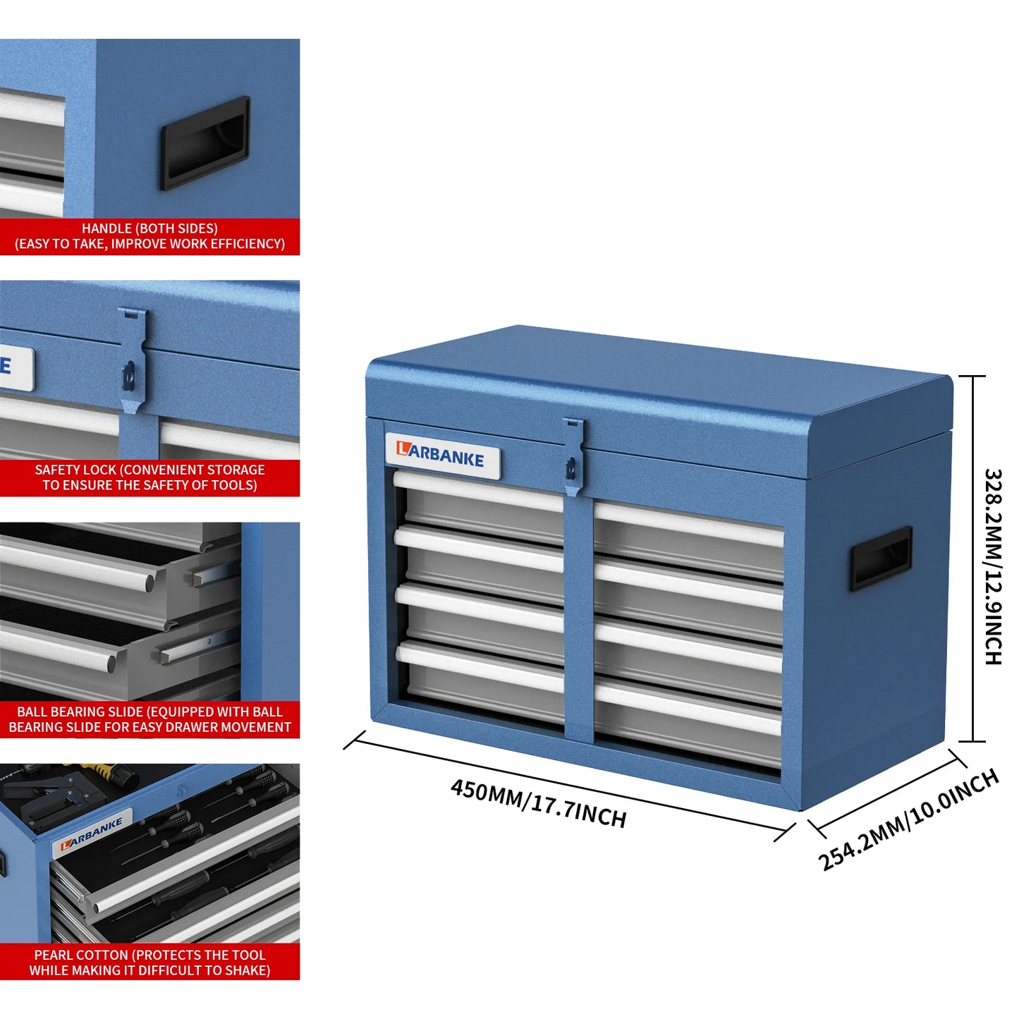 Portable Tool Box with4Drawers and Top Storage Tray,Tool Box Cabinet with Steel Safety Lock,Drawer Tool Box