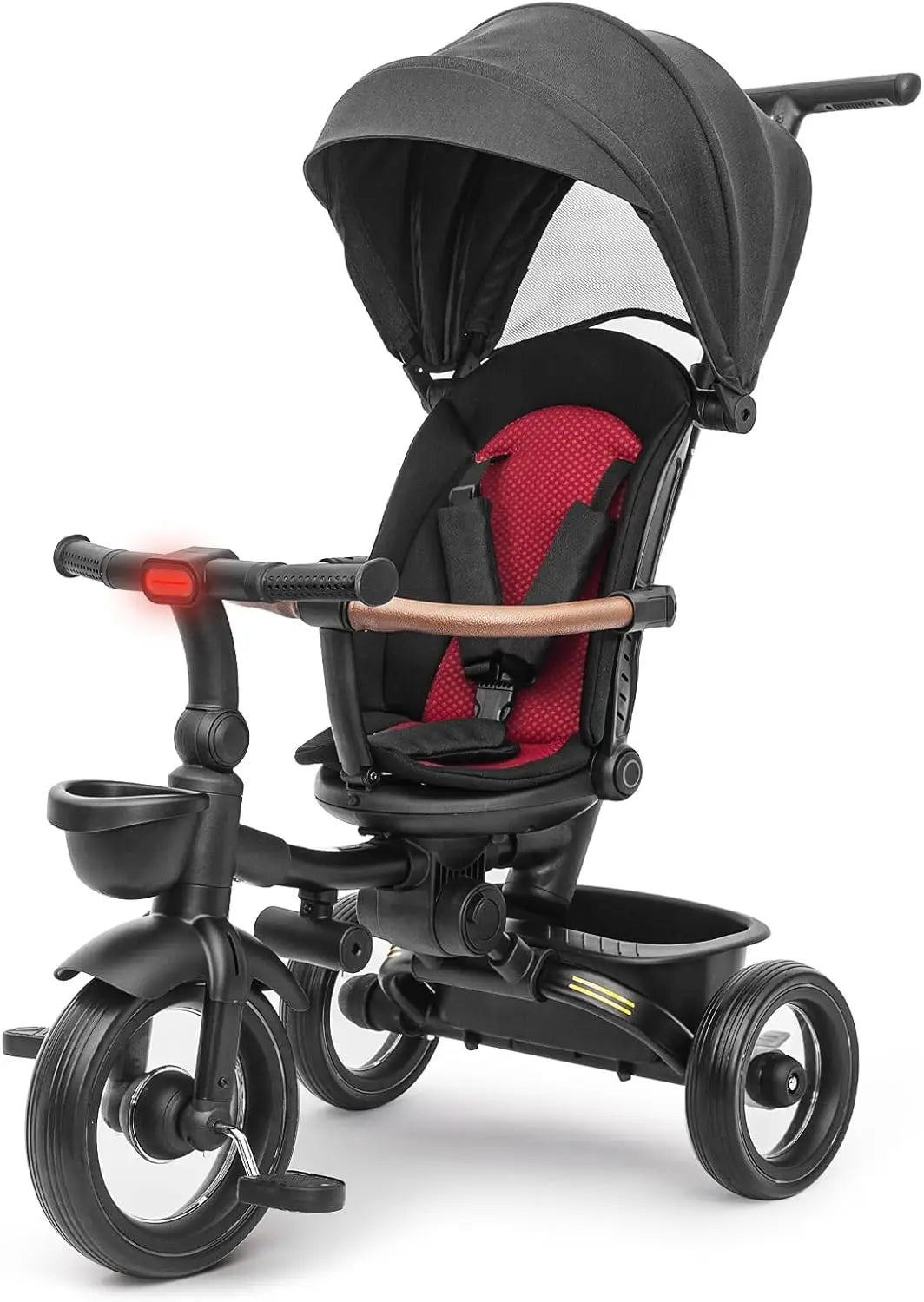 UBRAVOO Baby Tricycle,7 in 1 Foldable Trike for Kids age 6M+ to 5 Years,Headlights. All-Terrain Stroll & Steer Bike Strolle