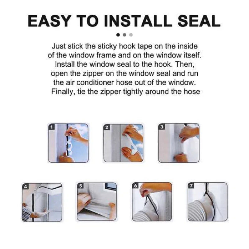 Promotion! AirLock Window Seal for Portable Air Conditioner,400 Cm Flexible Cloth Sealing Plate Window Seal with With Zip and Ad