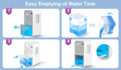 2.5L Large Dehumidifier Portable Quiet Home Air Dryer for Mould Moisture Damp++ Large Water Tank LED Display