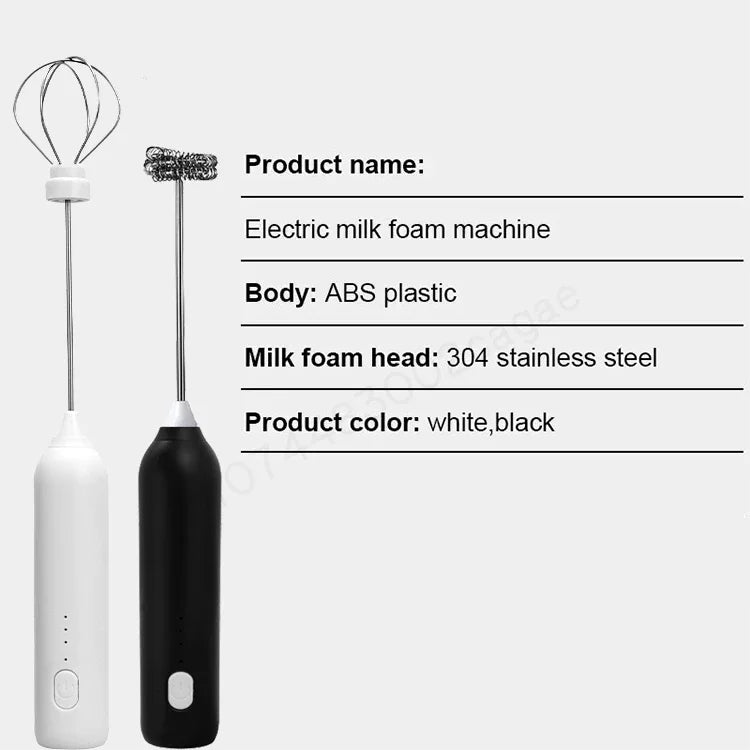 Wireless Milk Frother Electric Type-C Blender Handheld Stainless Steel Mini Coffee Maker Whisk Mixer For Coffee Cappuccino Cream