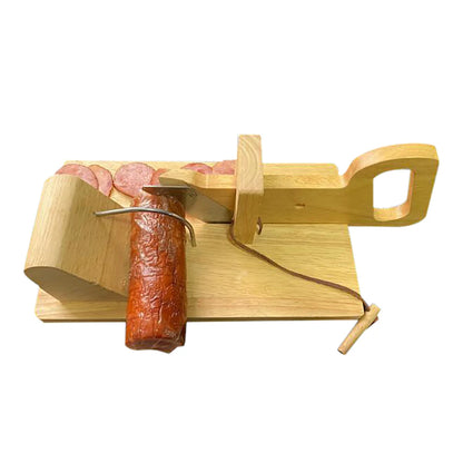 Sausage Cutting Board Wooden with Stainless Steel Blade Sausage Slicer For Sausage Types Dried Meat Cheese