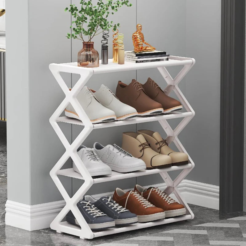 1pc Multi-Layer Shoe Shelf 4 Layers Simple Dust-proof Storage Shoe Cabinet Multi-layer Assembly Door Dormitory Organizer Rack