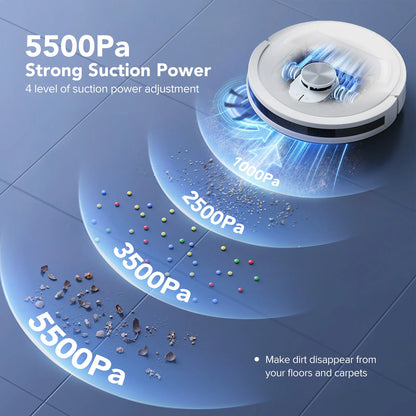 5500Pa Robot Vacuum and Mop, 3 in 1 Robotic Vacuum Cleaner, Lubluelu L20 Smart Mapping, 30 No-go Zones, WiFi/App/Alexa