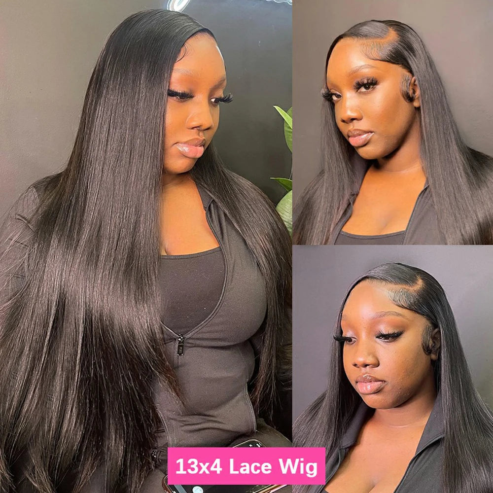 30 32Inch 180 Density Straight 13x4 Lace Front Wigs Human Hair 13x6 Transparent Lace Frontal Wigs Human Hair Pre Plucked Wigs