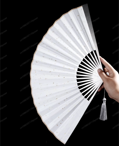 Nine-Inch Daya Titanium Alloy Folding Fan Crafts Antique Portable Xuan Paper Self-Defense Custom Steel Rib Fan Flesh Eater