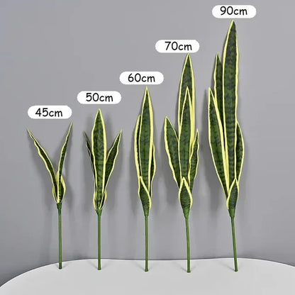 35in Tropical Artificial Tiger Piran Fake Plants Real Touch Sansevieria Leaves Plastic Plants For Home Garden Office Shop Decor