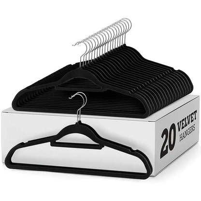 Velvet Non Slip Hangers for Coats,Heavy Duty Black Hangers for Coats,Pants,Dress Clothes,Space Saving Felt Hangers for Clothing