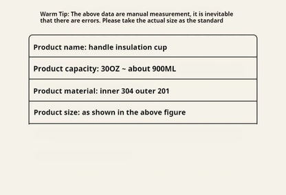 304 Stainless Steel 30oz Large Capacity Portable Car Cup Vacuum Portable Insulated Cup For Insulated Outdoor Car Ice Cream Cups